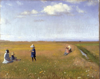 Michael Ancher - Children and young girls picking flowers in a field north of Skagen.webp