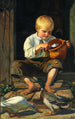 Chłopiec karmiący kaczki - Michael Ancher — widok dzieła
