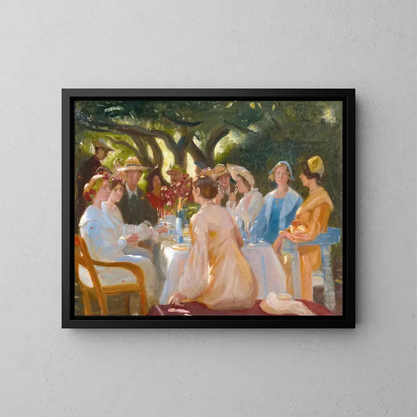 Obiad aktorów w Skagen - Michael Ancher — oprawiony obraz na ścianie
