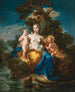 Latone i jej dzieci Apollo i Diana w pejzażu przy księżycowym świetle - Michele Rocca — widok dzieła