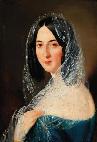 Mihael Stroj - Portrait of a Lady with White Lace Veil.webp