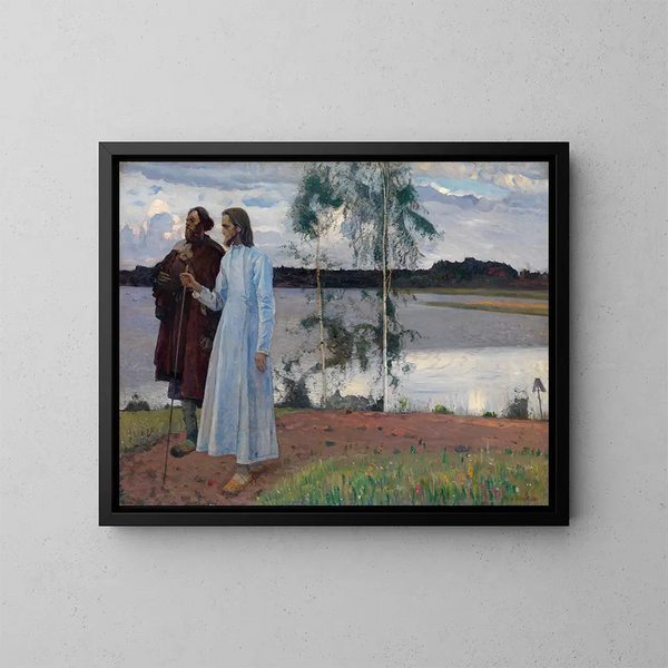 Pielgrzymów za Wołgą - Mikhail Nesterov — oprawiony obraz na ścianie