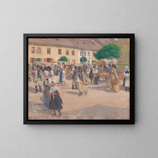 Rynek w Myjawie - Miloš Jiránek — oprawiony obraz na ścianie