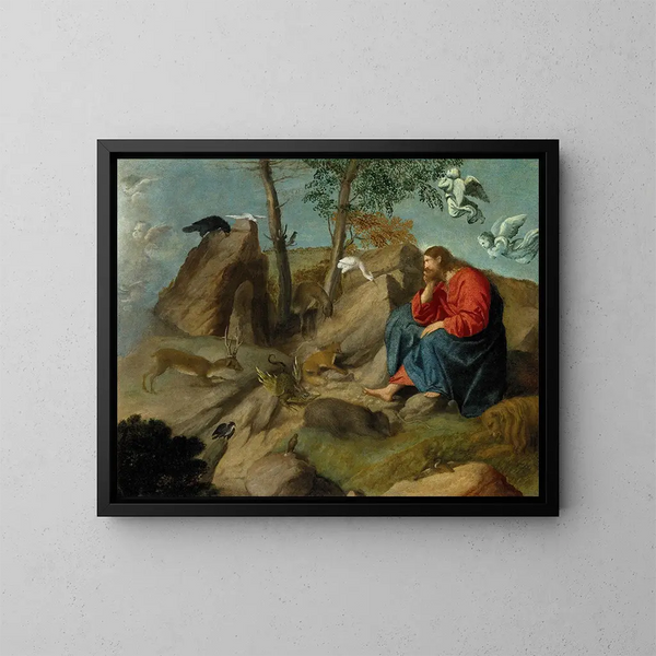 Chrystus na pustyni - Moretto da Brescia — oprawiony obraz na ścianie