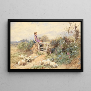 Myles Birket Foster - Minding sheep.webp