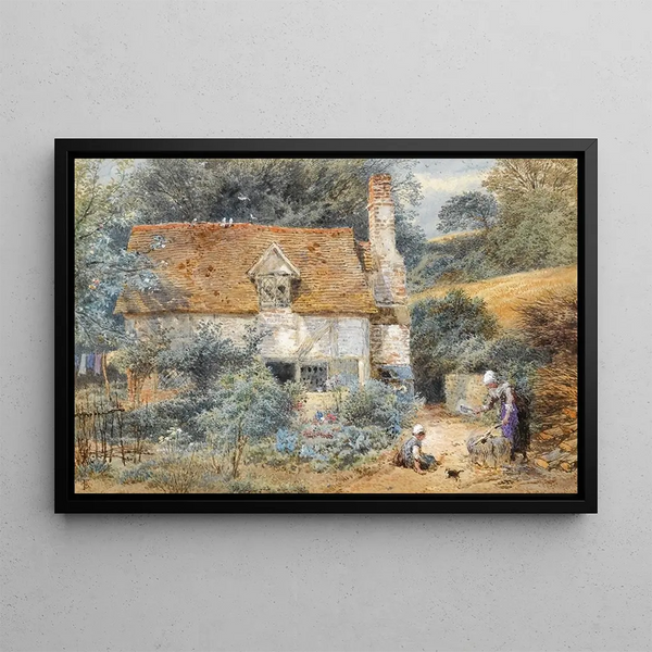 Le cottage - Myles Birket Foster — oprawiony obraz na ścianie