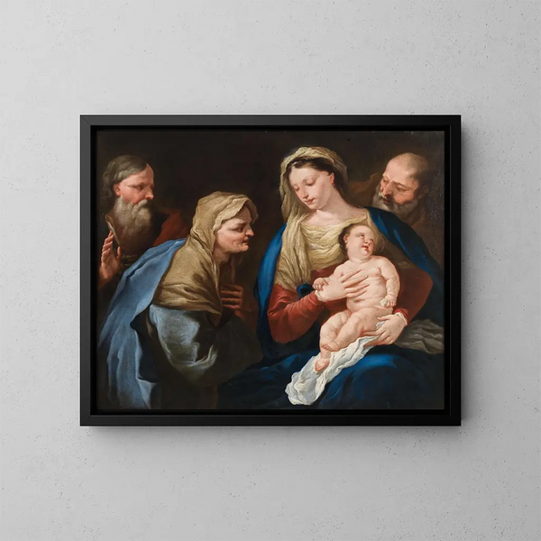 La Sainte Famille avec saint Joachim et sainte Anne - Ecole Napolitaine — oprawiony obraz na ścianie