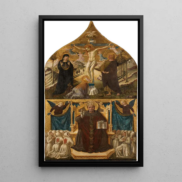 Niccol di Liberatore - Christus am Kreuz mit Maria Johannes und Magdalena darunter der Heilige Gregor.webp