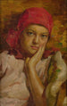 Portret młodej dziewczyny w czerwonej chustce - Nicholas B. Haritonoff — widok dzieła