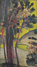 Drzew na brzegu jeziora - Nicholas Roerich — widok dzieła