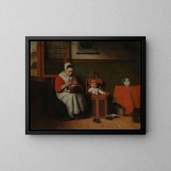 La Dentellière - Nicolaes Maes — oprawiony obraz na ścianie