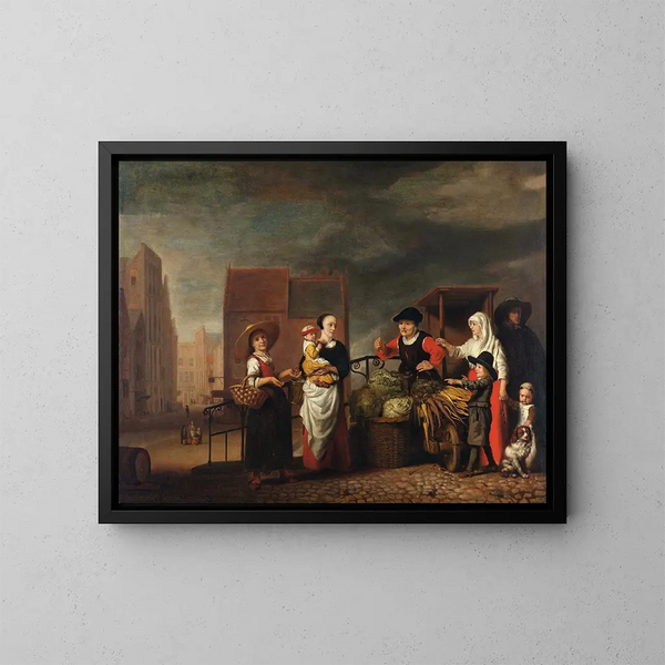 Targ warzywny - Nicolaes Maes — oprawiony obraz na ścianie