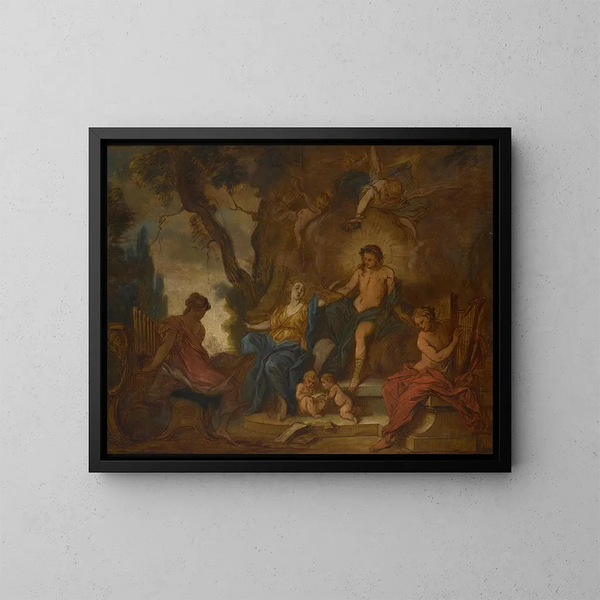 Apollon i muz - Nicolas Bertin — oprawiony obraz na ścianie