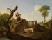 pejzażowy z stadem i parą pasterzy - Nicolas Henri Joseph de Fassin — widok dzieła