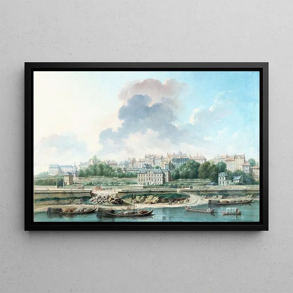 Le Quai et le Village de Passy vus de la rive gauche - Nicolas Jean-Baptiste Raguenet — oprawiony obraz na ścianie