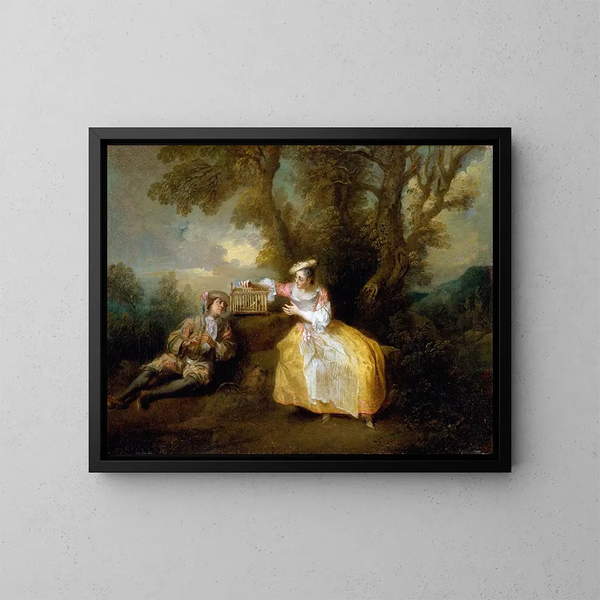 L'oiseau captif - Nicolas Lancret — oprawiony obraz na ścianie