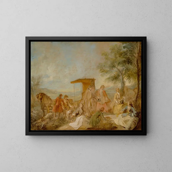 Le Repas de la Chasse - Nicolas Lancret — oprawiony obraz na ścianie