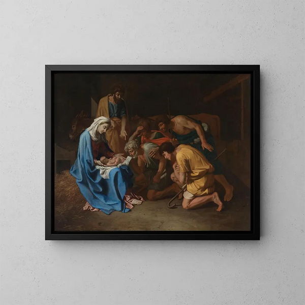 adoracji pasterzy - Nicolas Poussin — oprawiony obraz na ścianie