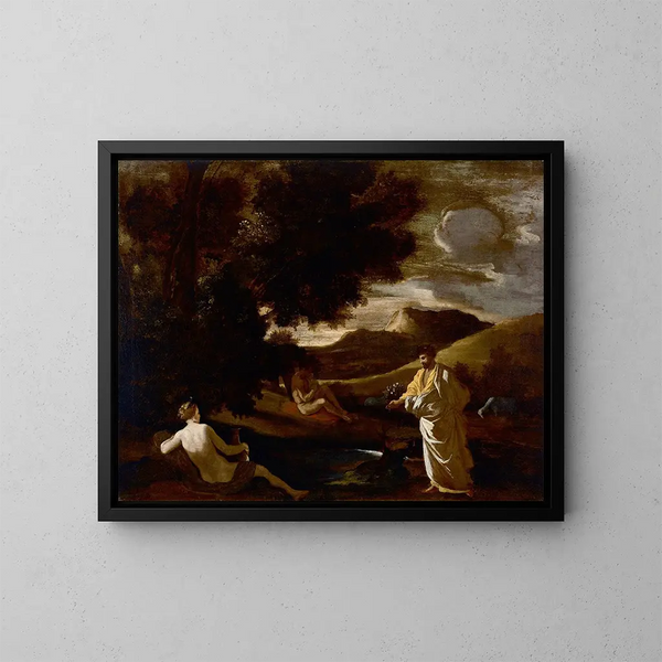 Król Midas przemienia gałązkę dębu w złoto - Nicolas Poussin — oprawiony obraz na ścianie