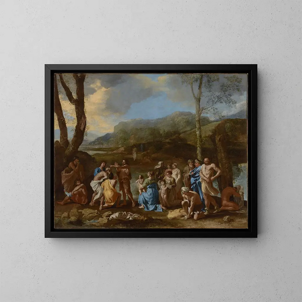 Święty Jan Chrzciciel w rzece Jordan - Nicolas Poussin — oprawiony obraz na ścianie