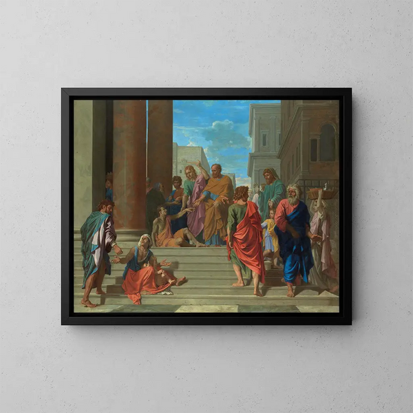 Świętych Piotra i Jana uzdrawiających paralityka - Nicolas Poussin — oprawiony obraz na ścianie