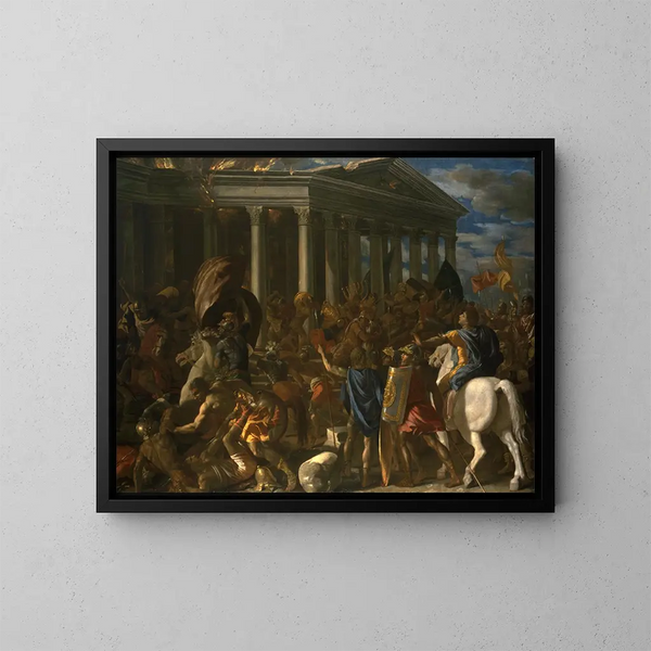 Zniszczenie i grabież Świątyni Jerozolimskiej - Nicolas Poussin — oprawiony obraz na ścianie