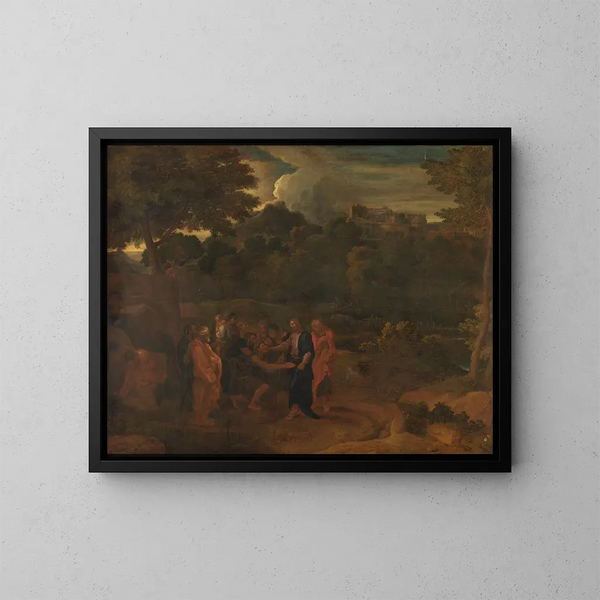 Leczenie dwóch niewidomych w Jerychu - Nicolas Poussin — oprawiony obraz na ścianie