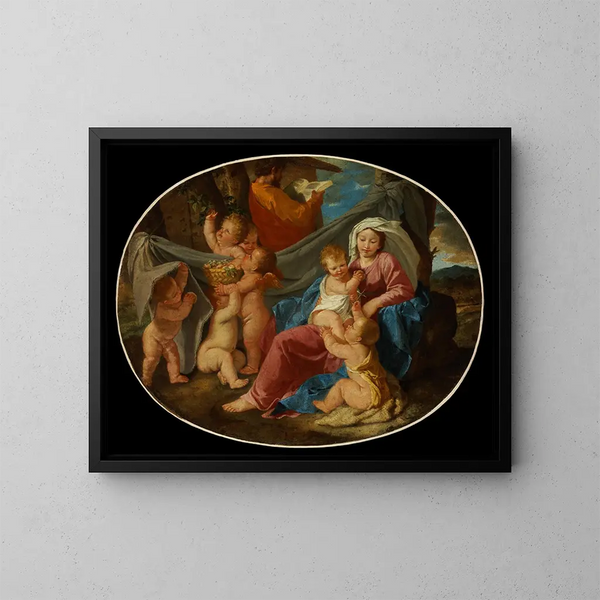 Le repos pendant la fuite en Égypte - Nicolas Poussin — oprawiony obraz na ścianie