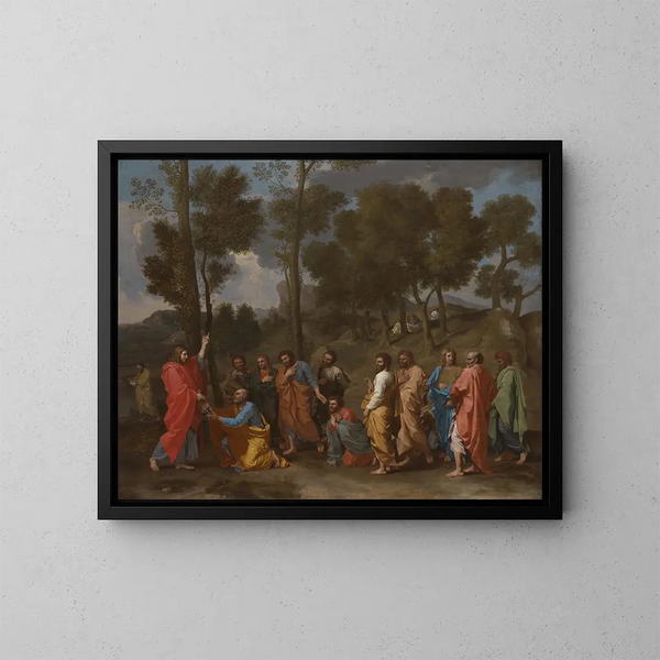 Sakrament święceń: Chrystus wręczający klucze świętemu Piotrowi - Nicolas Poussin — oprawiony obraz na ścianie