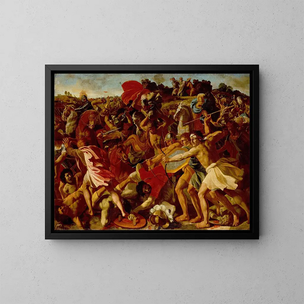 Zwycięstwo Josue nad Amalekitami - Nicolas Poussin — oprawiony obraz na ścianie