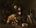 Martwa natura z dziczyzną, kwiatami, owocami i spaniel - Nicolas de Largillière — widok dzieła