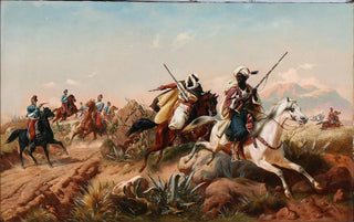 Niels Simonsen - Nordafrikansk scene med arabiske ryttere.webp