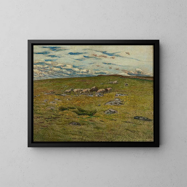 Moutons paissant - Nils Kreuger — oprawiony obraz na ścianie