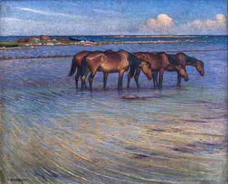 Nils Kreuger - Horses Cooling Themselves in Water.webp