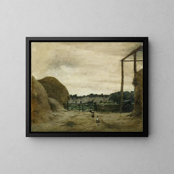 Burford z podwórza farmy West Hall Hill - Norman Garstin — oprawiony obraz na ścianie
