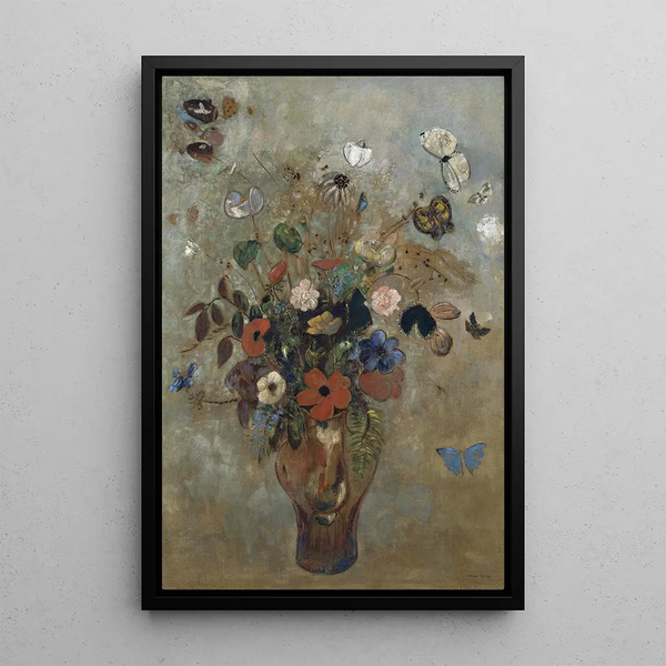 Martwa natura z kwiatami - Odilon Redon — oprawiony obraz na ścianie