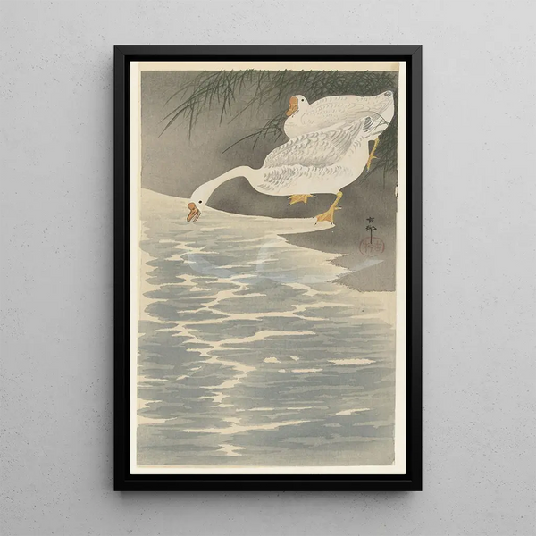 Gęsi na brzegu - Ohara Koson — oprawiony obraz na ścianie