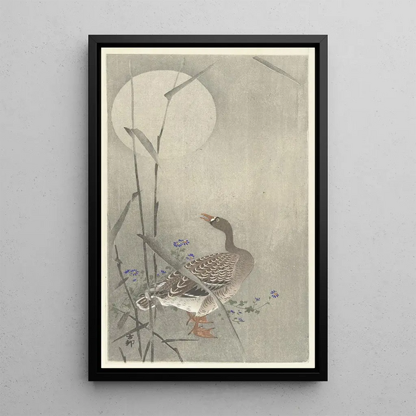 Gęś przy pełni księżyca - Ohara Koson — oprawiony obraz na ścianie