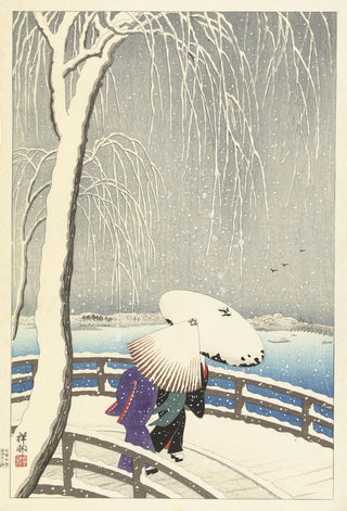Ohara Koson - In the snow on Yanagibashi.webp