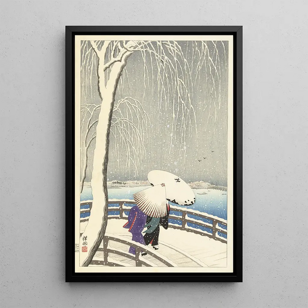 W śniegu na Yanagibashi - Ohara Koson — oprawiony obraz na ścianie