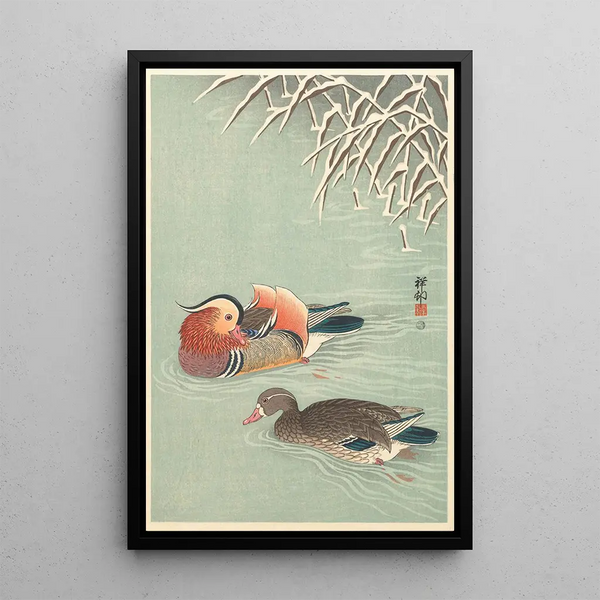 Kaczki mandarynki - Ohara Koson — oprawiony obraz na ścianie
