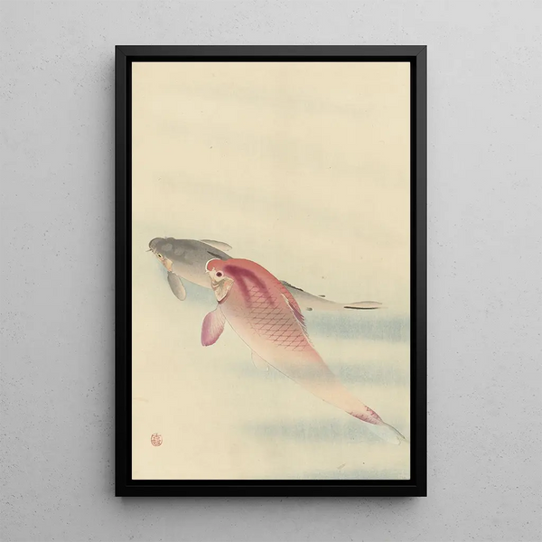 dwóch karpi - Ohara Koson — oprawiony obraz na ścianie