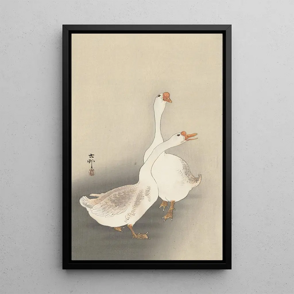 dwóch gęsi - Ohara Koson — oprawiony obraz na ścianie