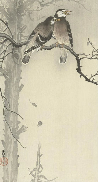 Ohara Koson - Two gray starlings.webp
