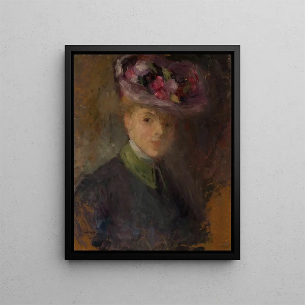 Olga Boznanska - Portrait of a woman in a hat with flowers.webp
