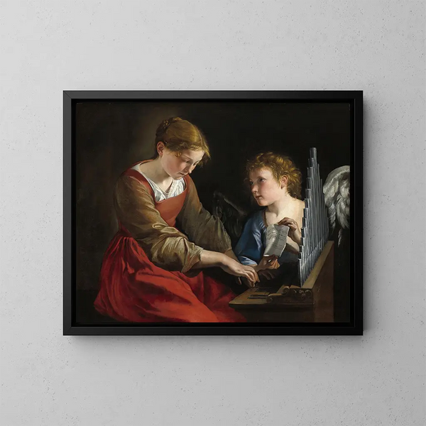 Świętej Cecylii i anioła - Orazio Gentileschi — oprawiony obraz na ścianie