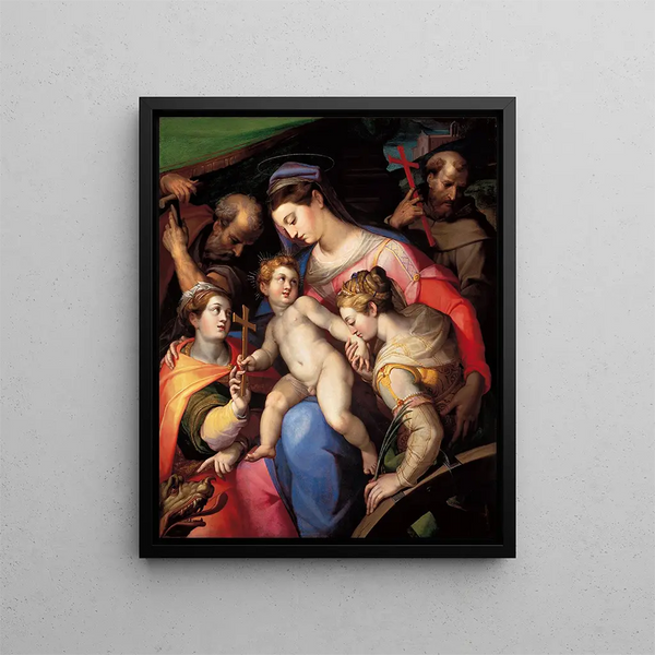 Orazio Samacchini - The Holy Family With St Catherine Of Alexandria St Margaret Of Antioch And St Francis Of Assisi.webp