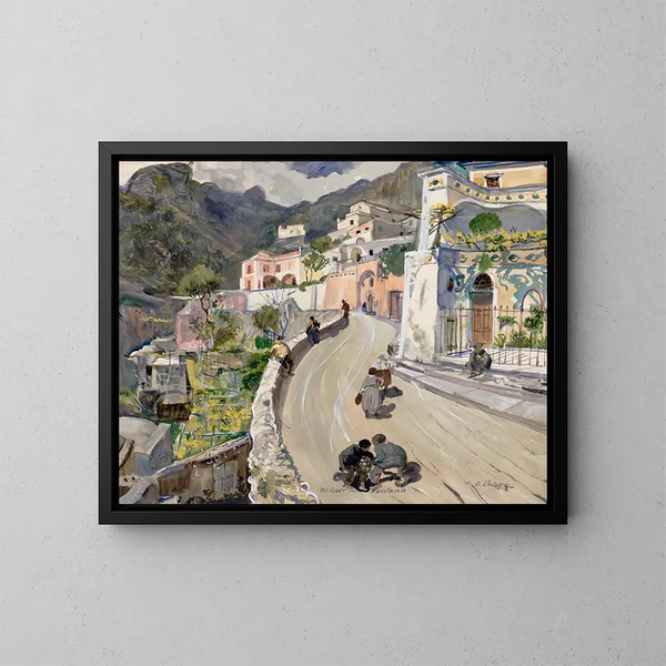 Widok Positano - Oskar Laske — oprawiony obraz na ścianie