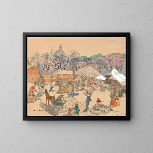 Le vieux Naschmarkt de Vienne - Oskar Laske — oprawiony obraz na ścianie