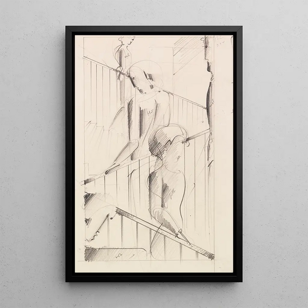 Scena schodowa - Oskar Schlemmer — oprawiony obraz na ścianie